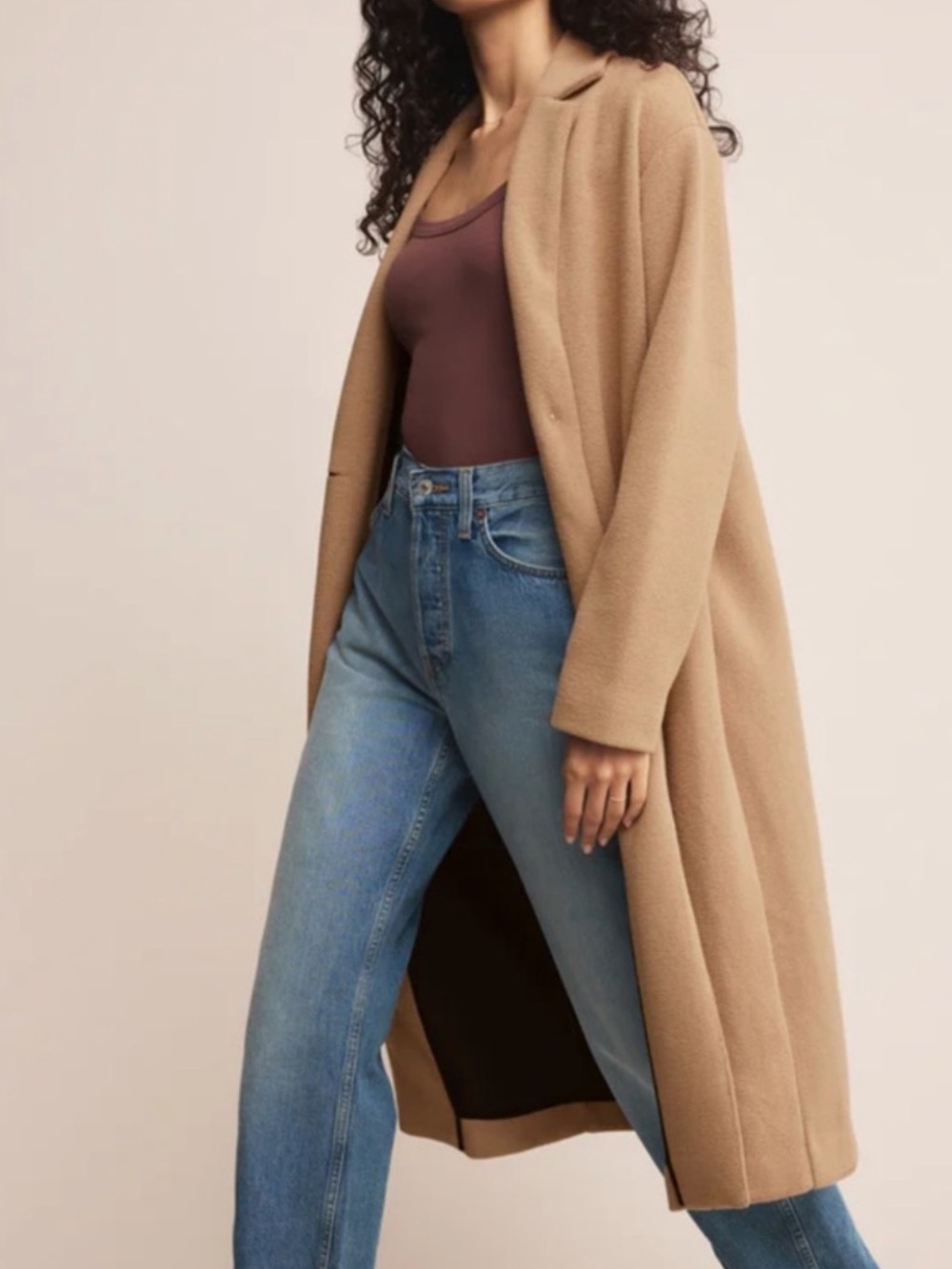 Z Supply Mason Knit Coat Camel One Button Midi Long Sleeve Jacket Women's Size S